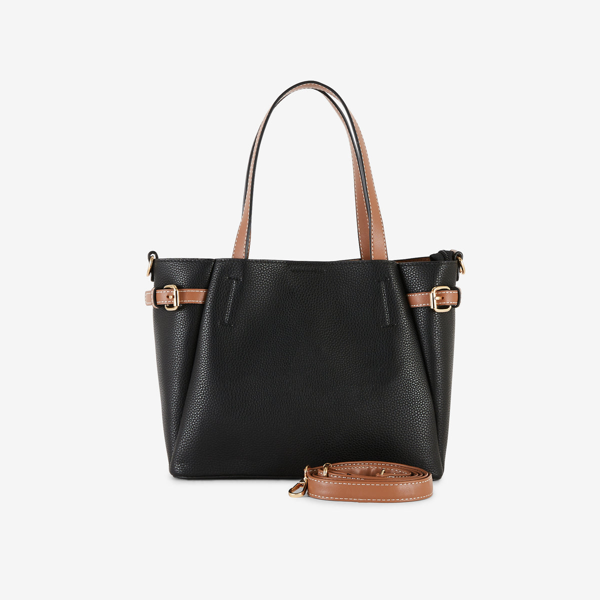 Sac à main noir et marron effet grainé