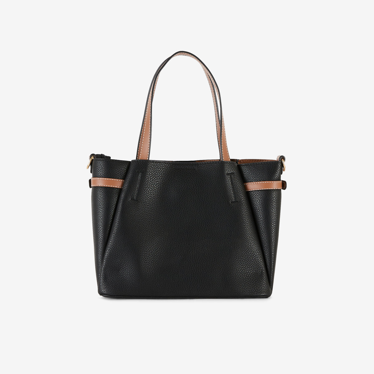 Sac à main noir et marron effet grainé