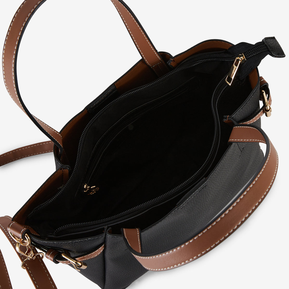 Sac à main noir et marron effet grainé