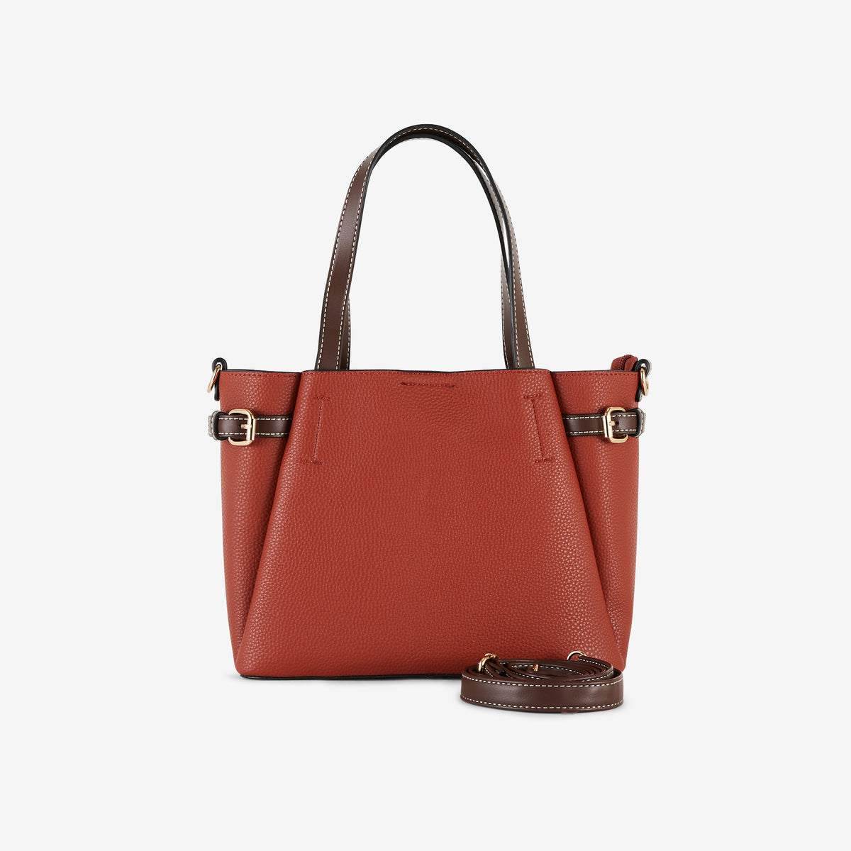 Sac à main brique et marron effet grainé