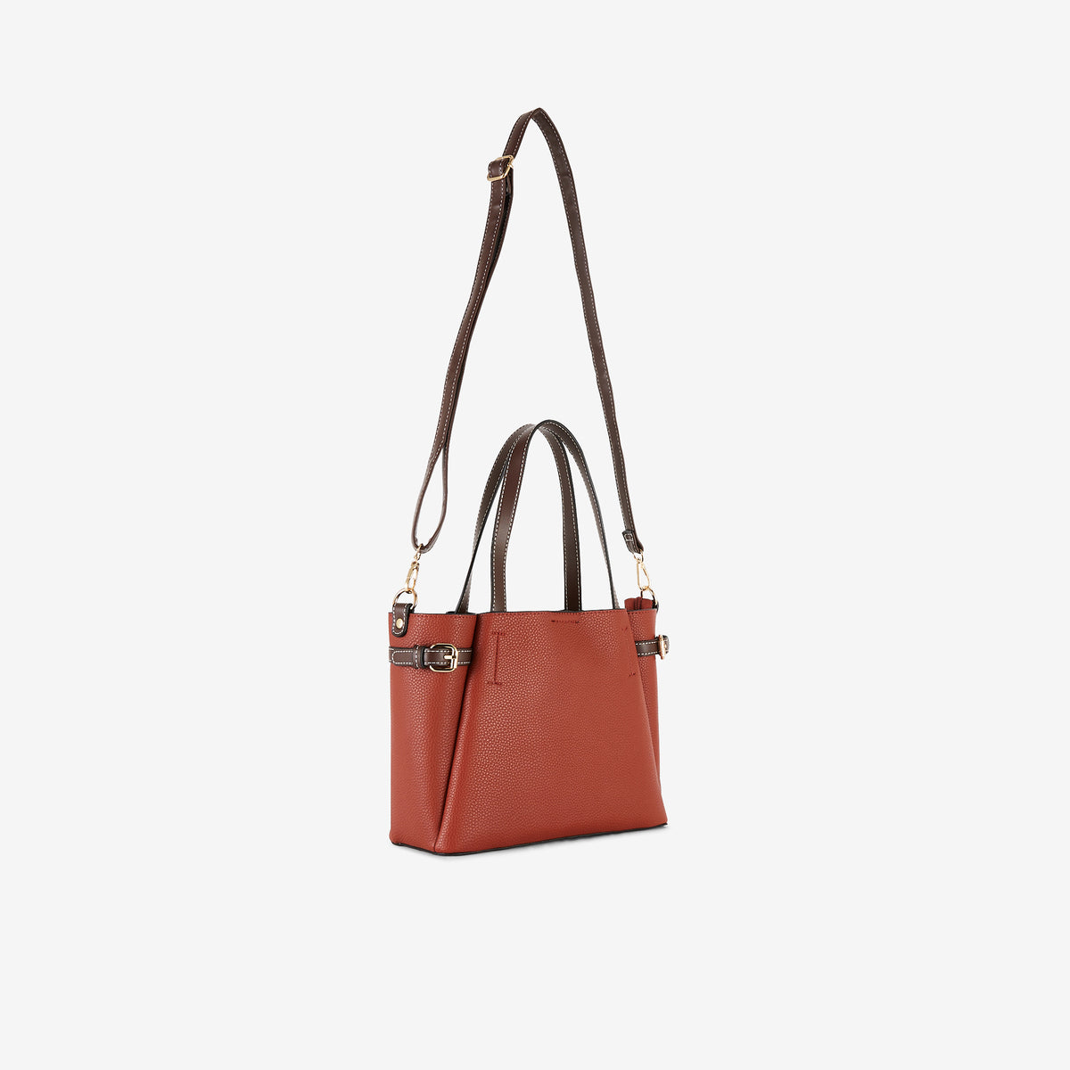Sac à main brique et marron effet grainé