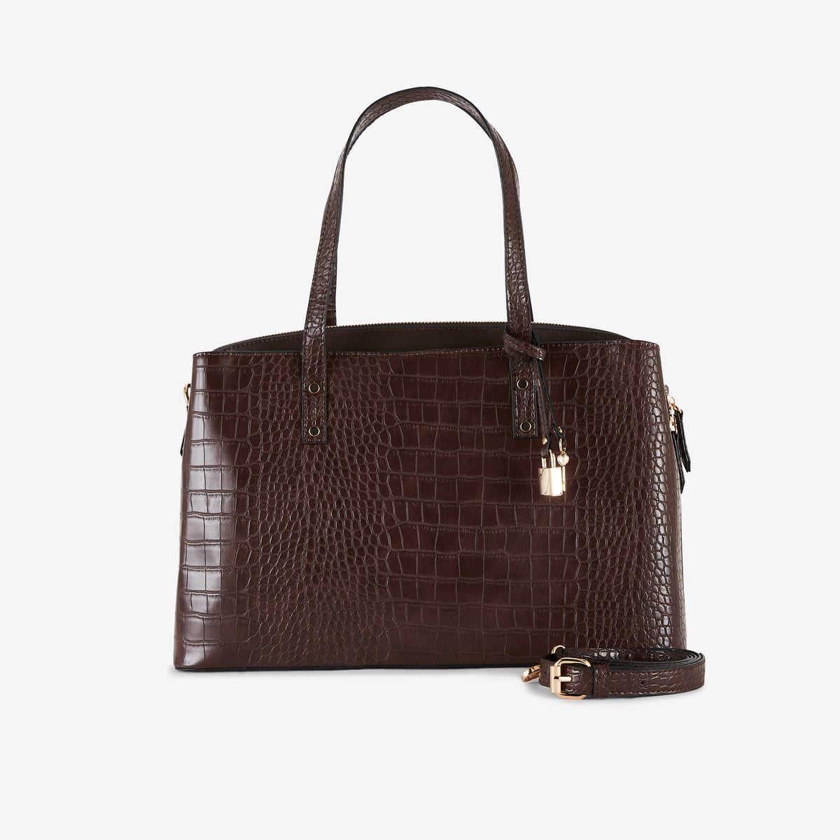 Sac cabas marron effet crocodile
