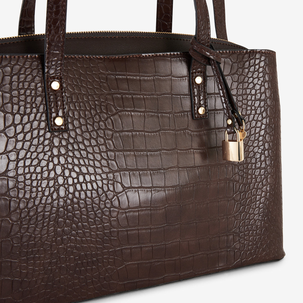 Sac cabas marron effet crocodile