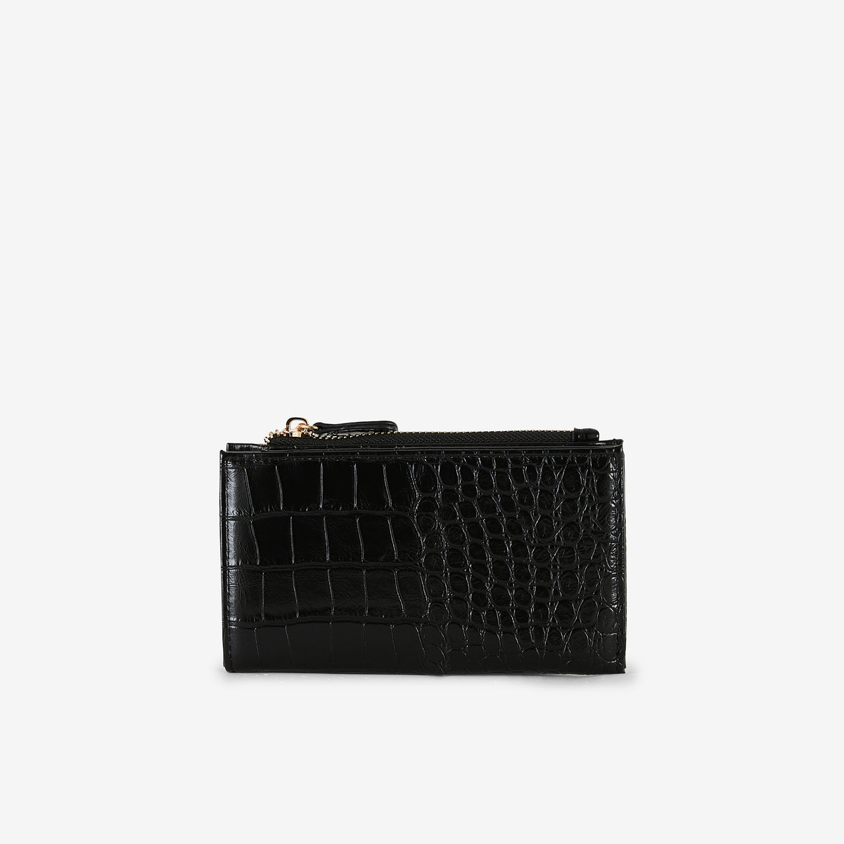 Portefeuille noir effet crocodile