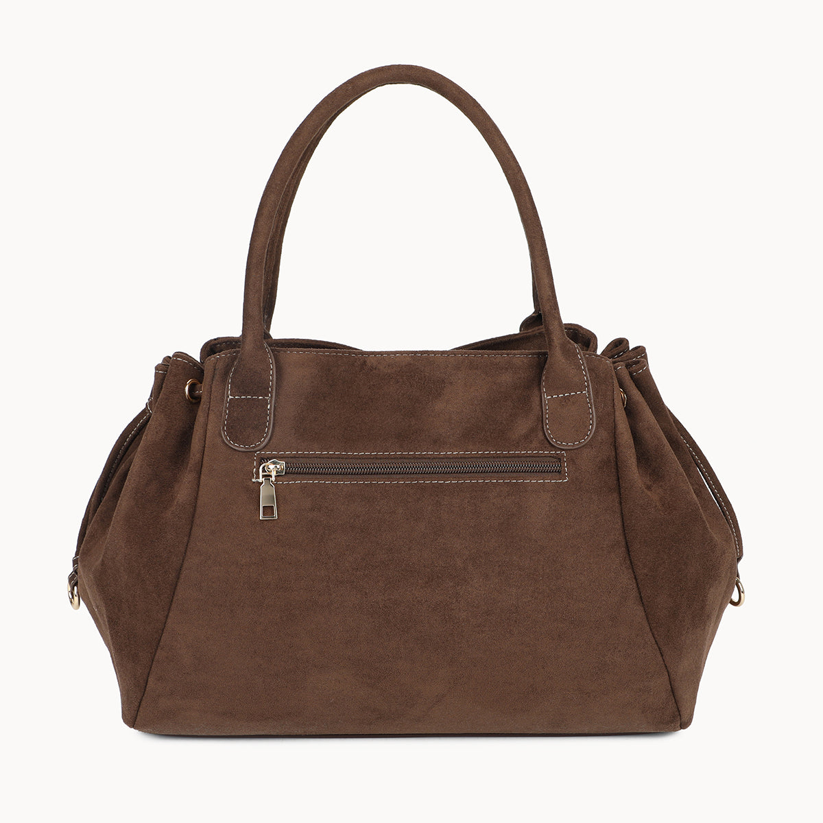 Grand sac bowling marron en suédine