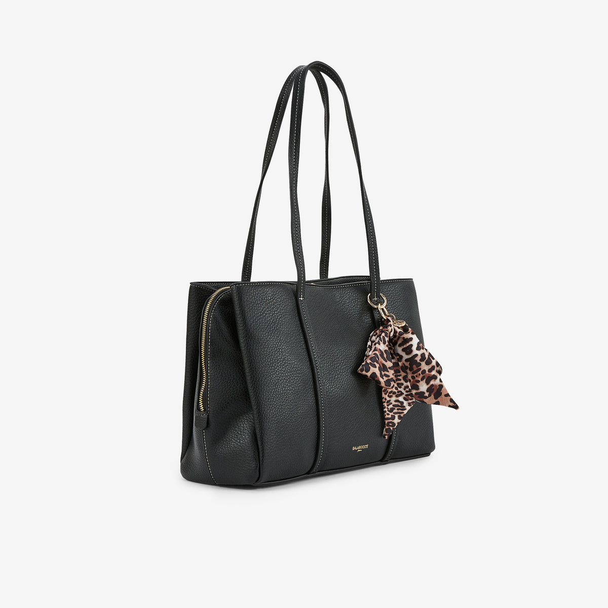 Sac porté épaule effet cuir grainé noir