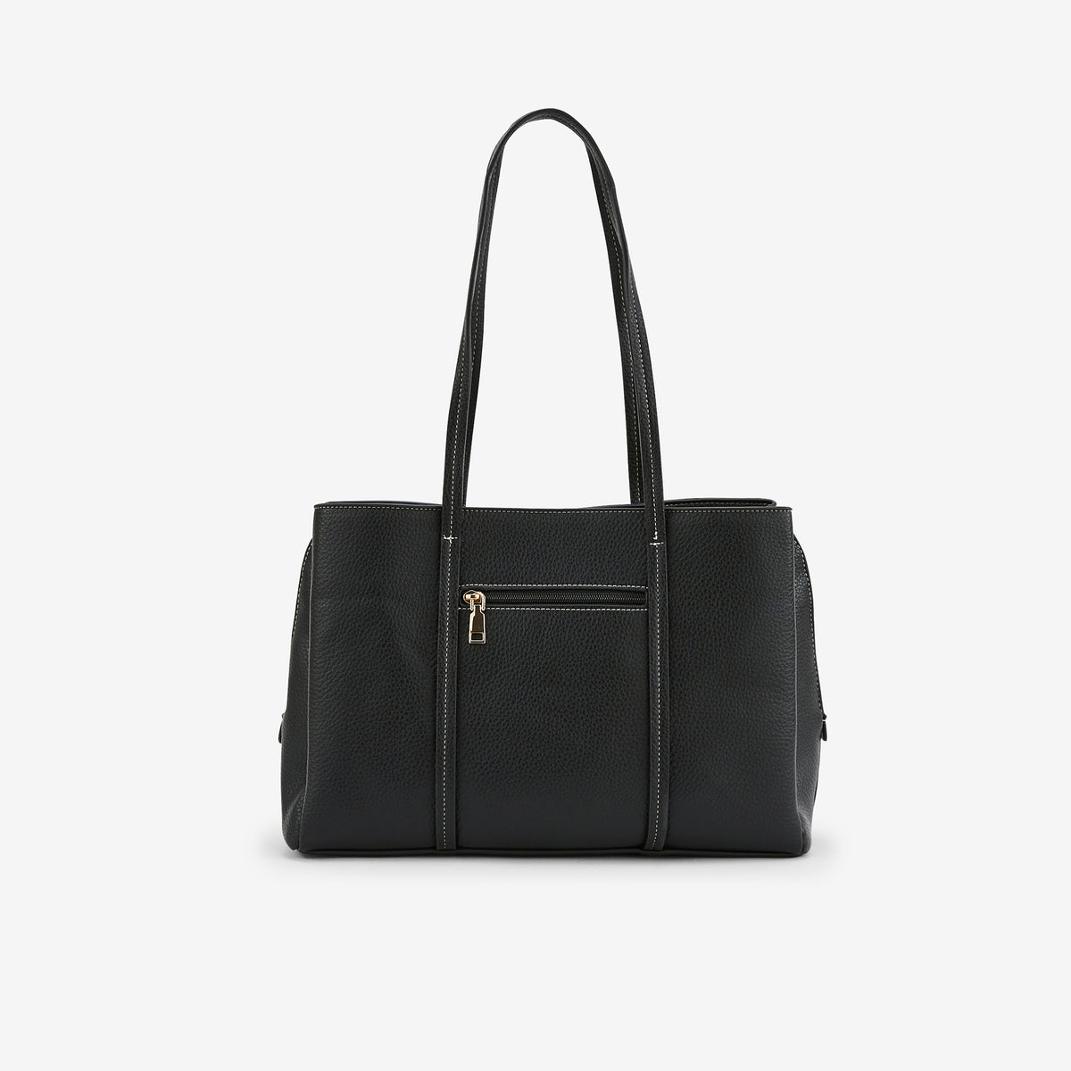 Sac porté épaule effet cuir grainé noir