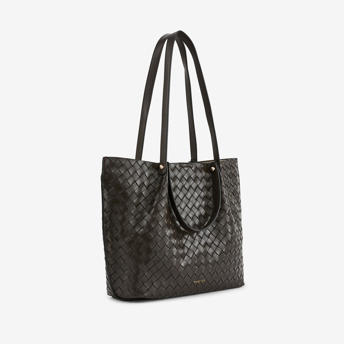 Sac cabas effet cuir tressé marron