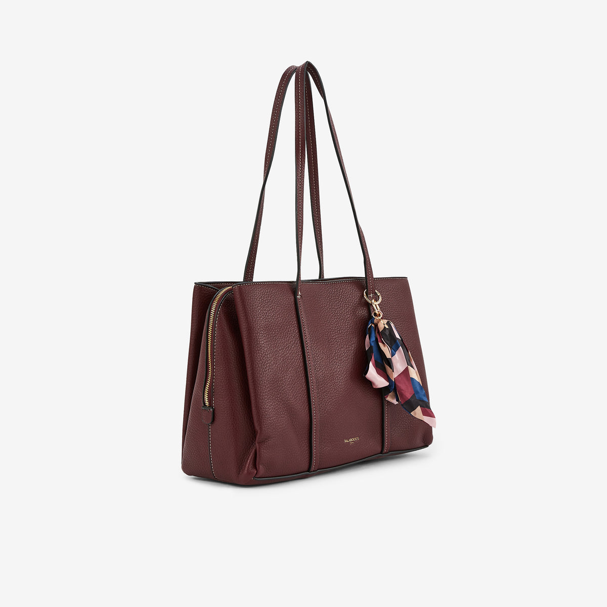 Sac porté épaule effet cuir grainé bordeaux