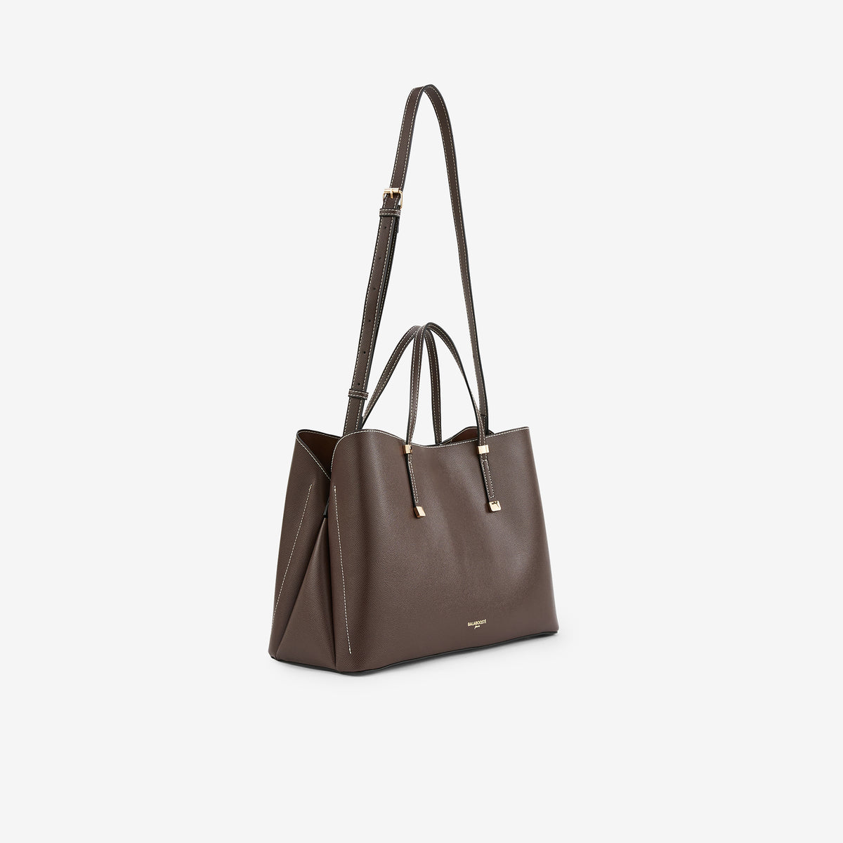 Grand sac à main effet grainé marron