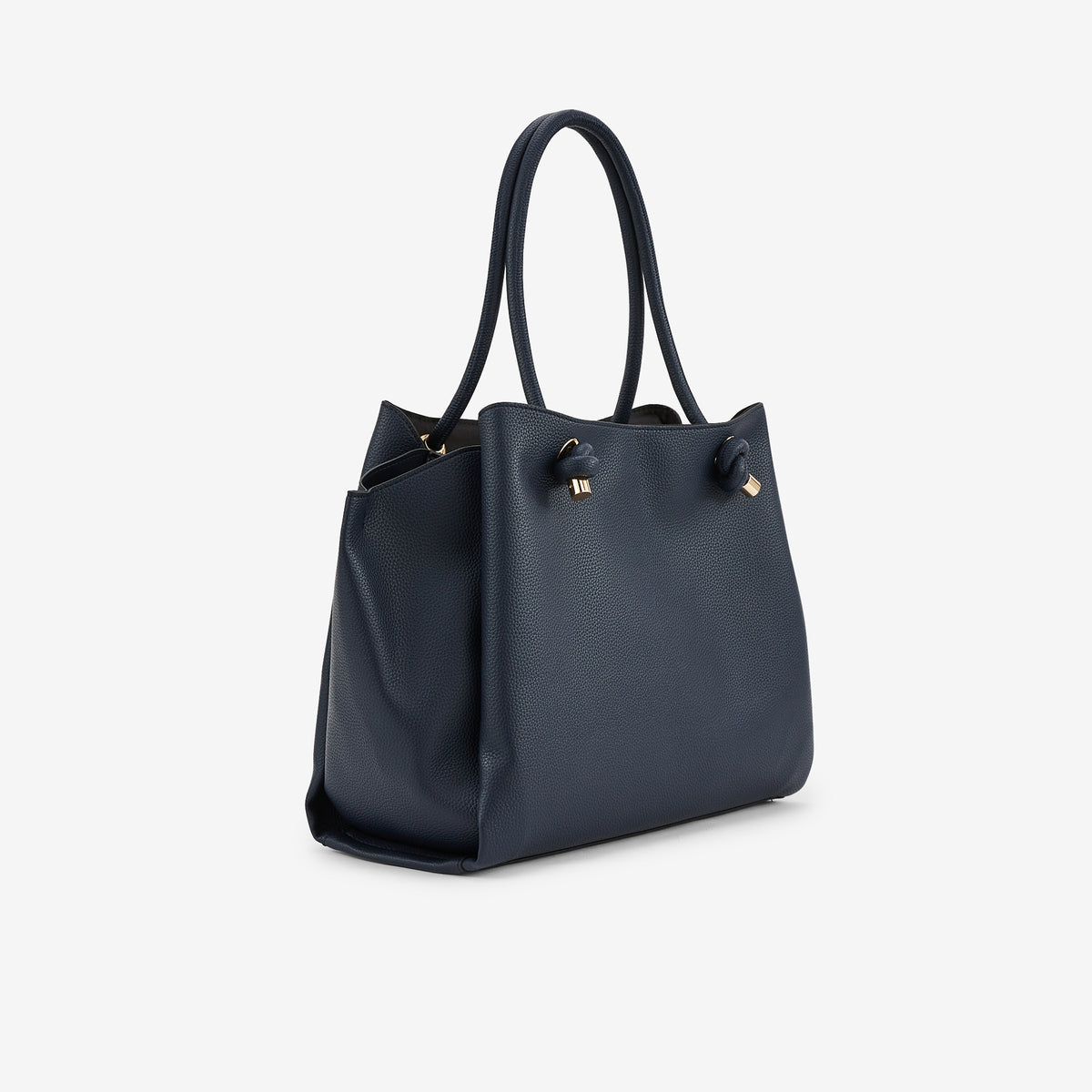 Sac cabas en simili cuir grainé bleu marine