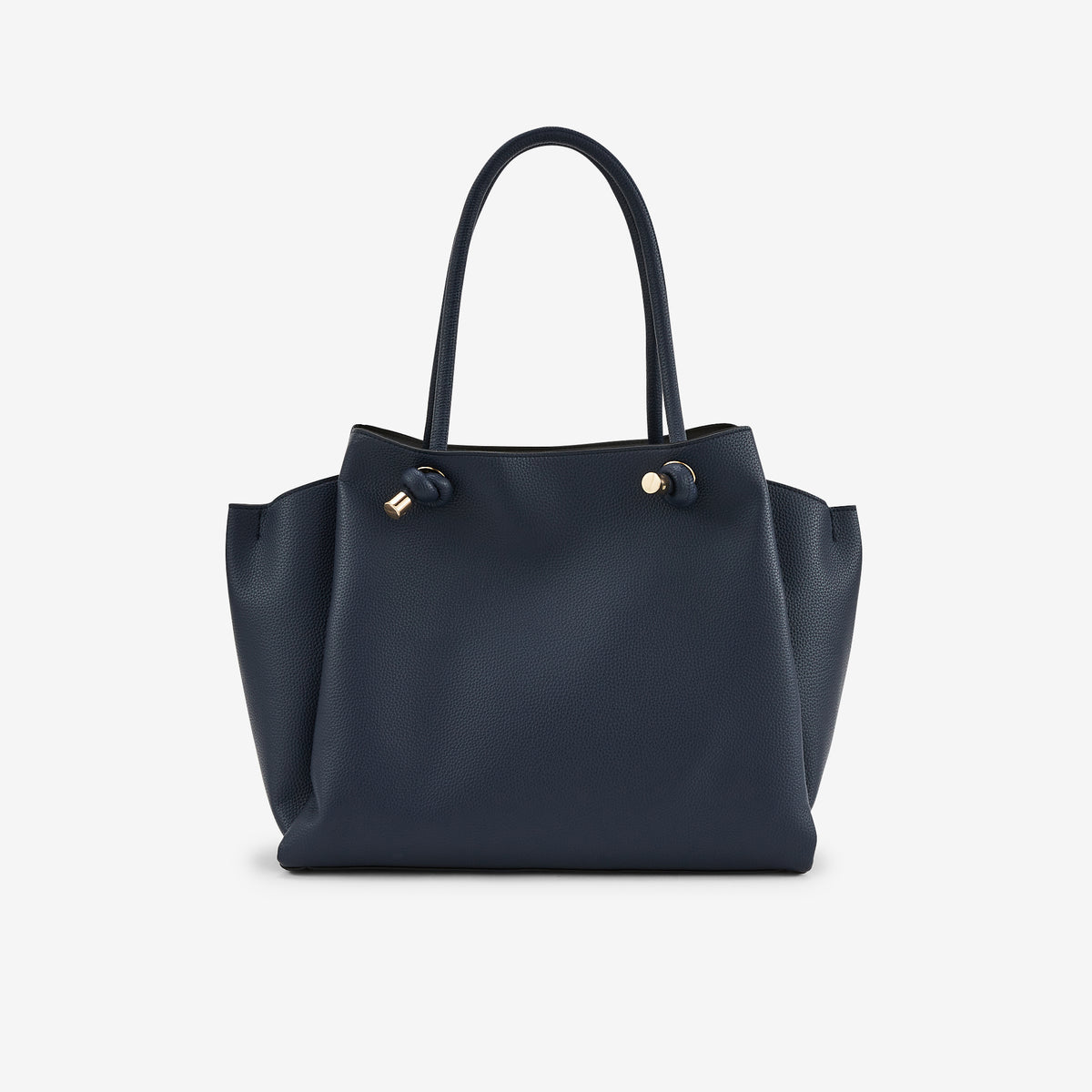 Sac cabas en simili cuir grainé bleu marine