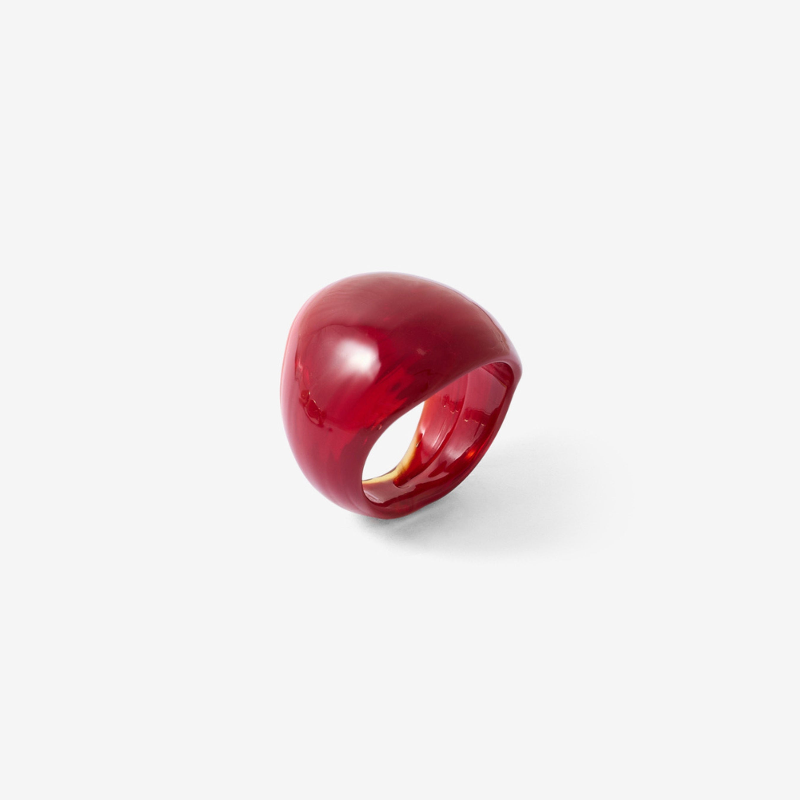 Grosse bague en verre bordeaux