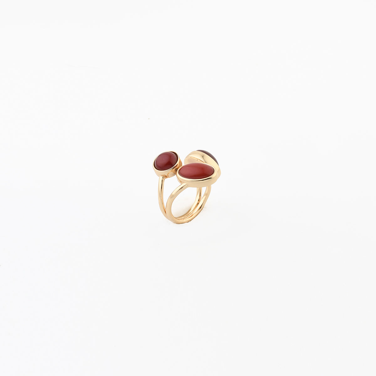 Bague 3 cabochons bordeaux