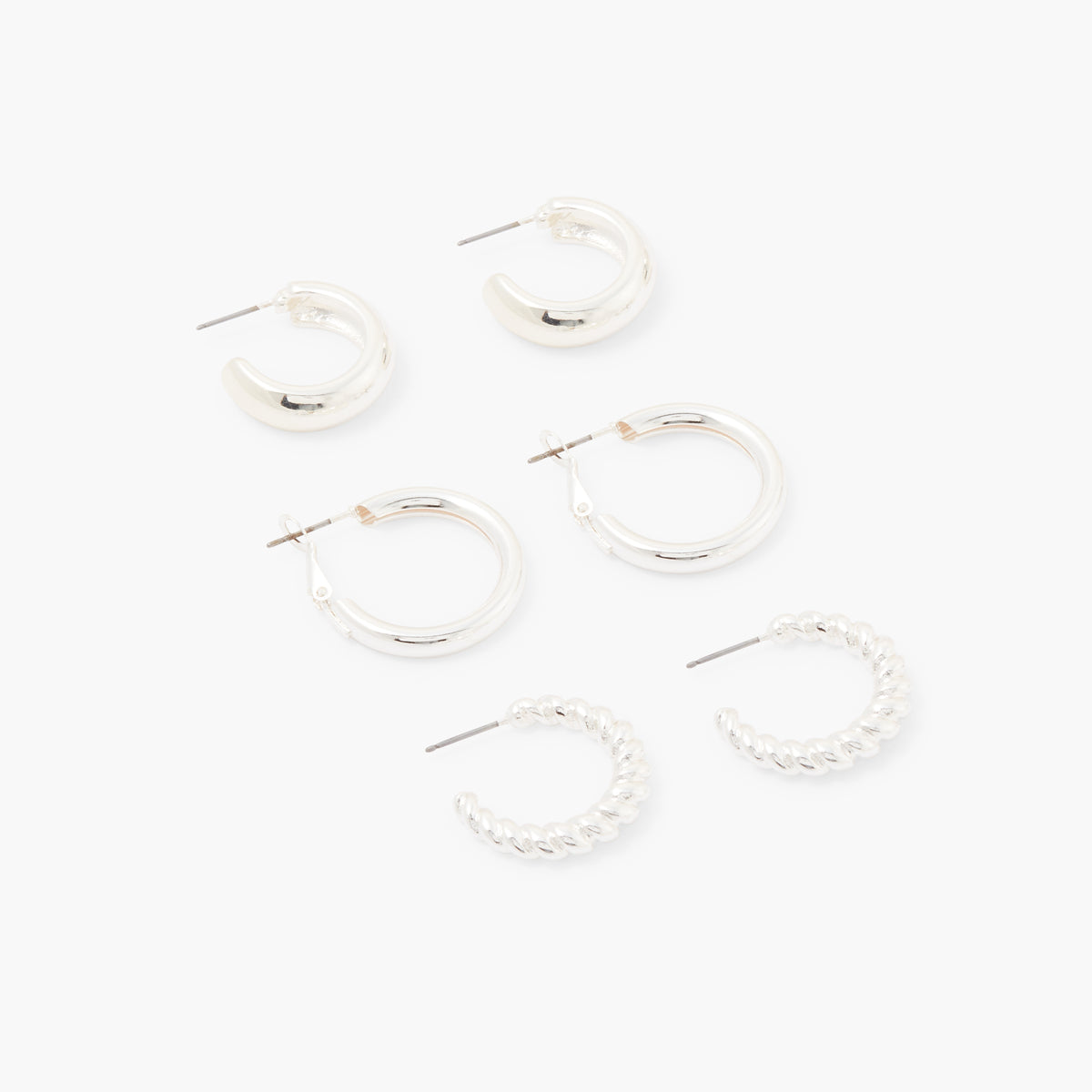 Set de 3 paires de petites créoles argentées