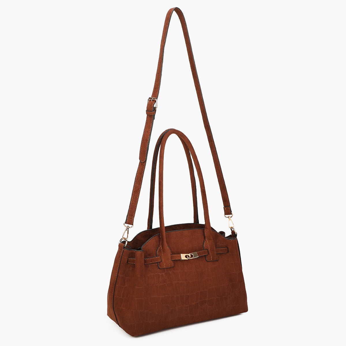 Sac porté épaule texturé marron