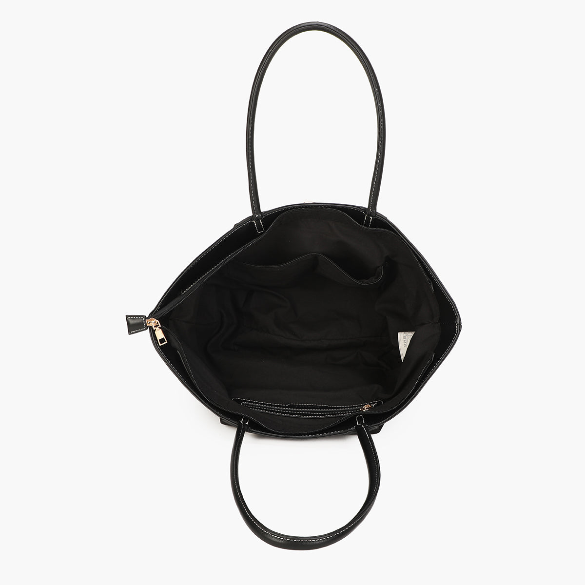 Cabas forme trapèze noir avec ceinture décorative