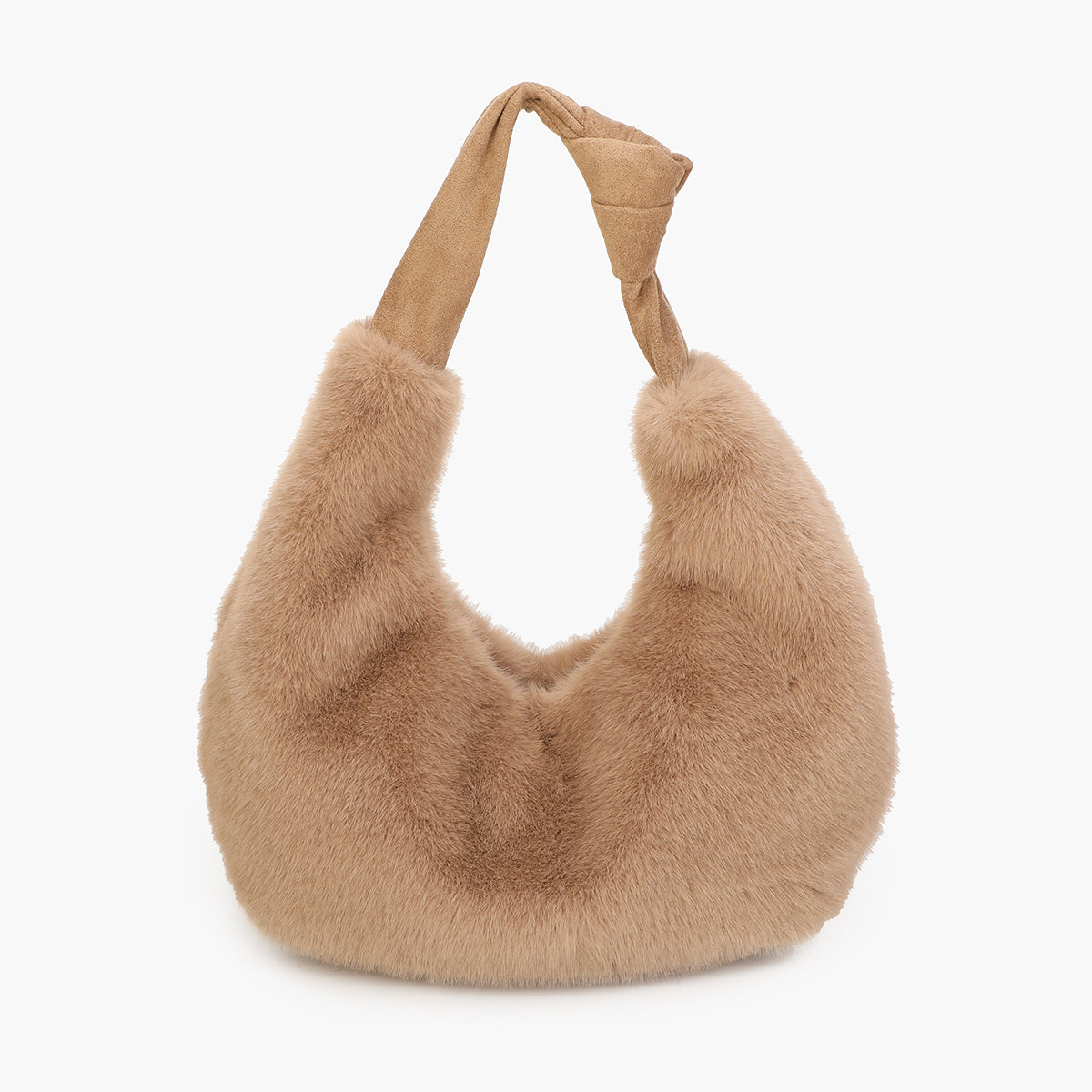 Sac demi-lune porté épaule texturé taupe