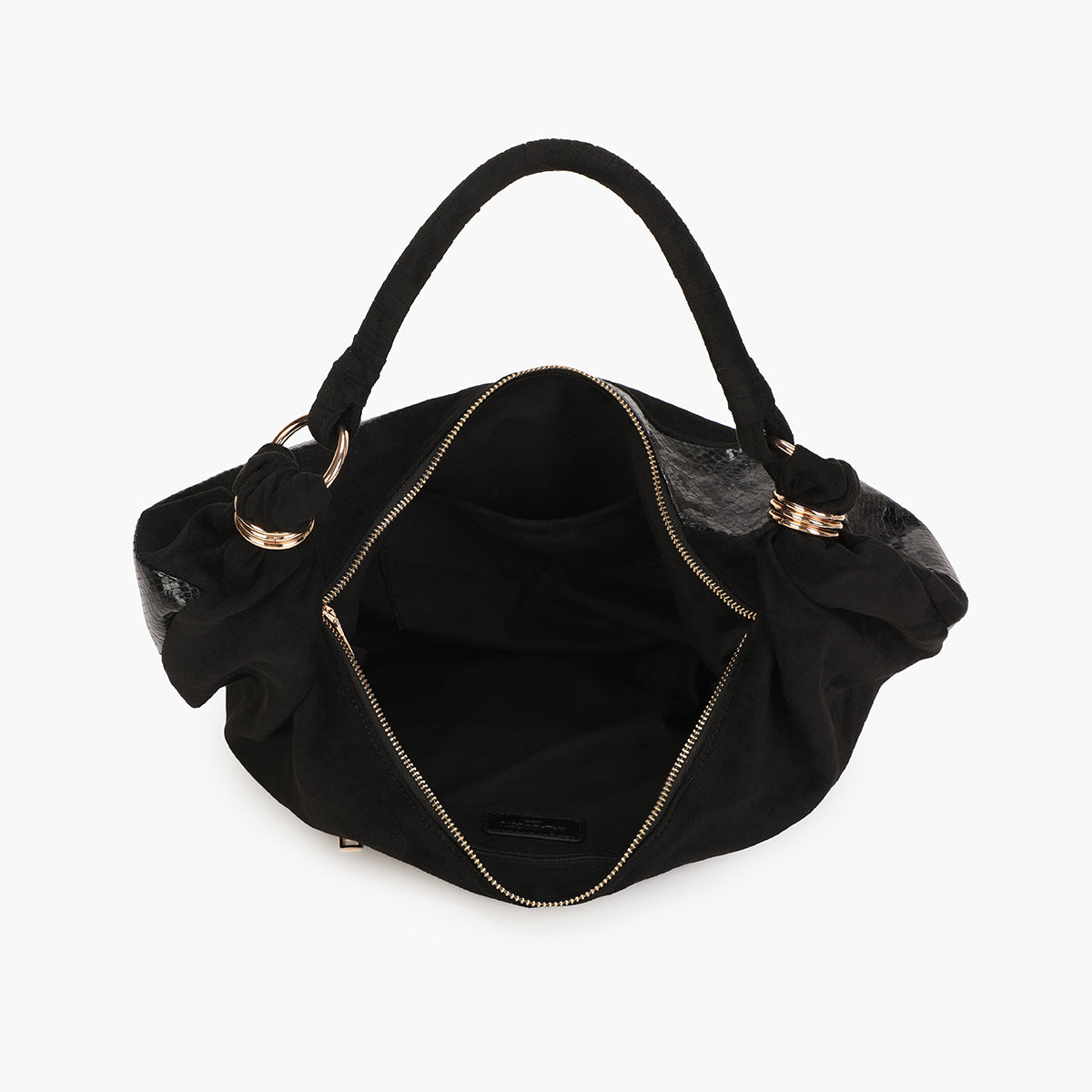 Sac demi-lune bi-matière porté épaule noir