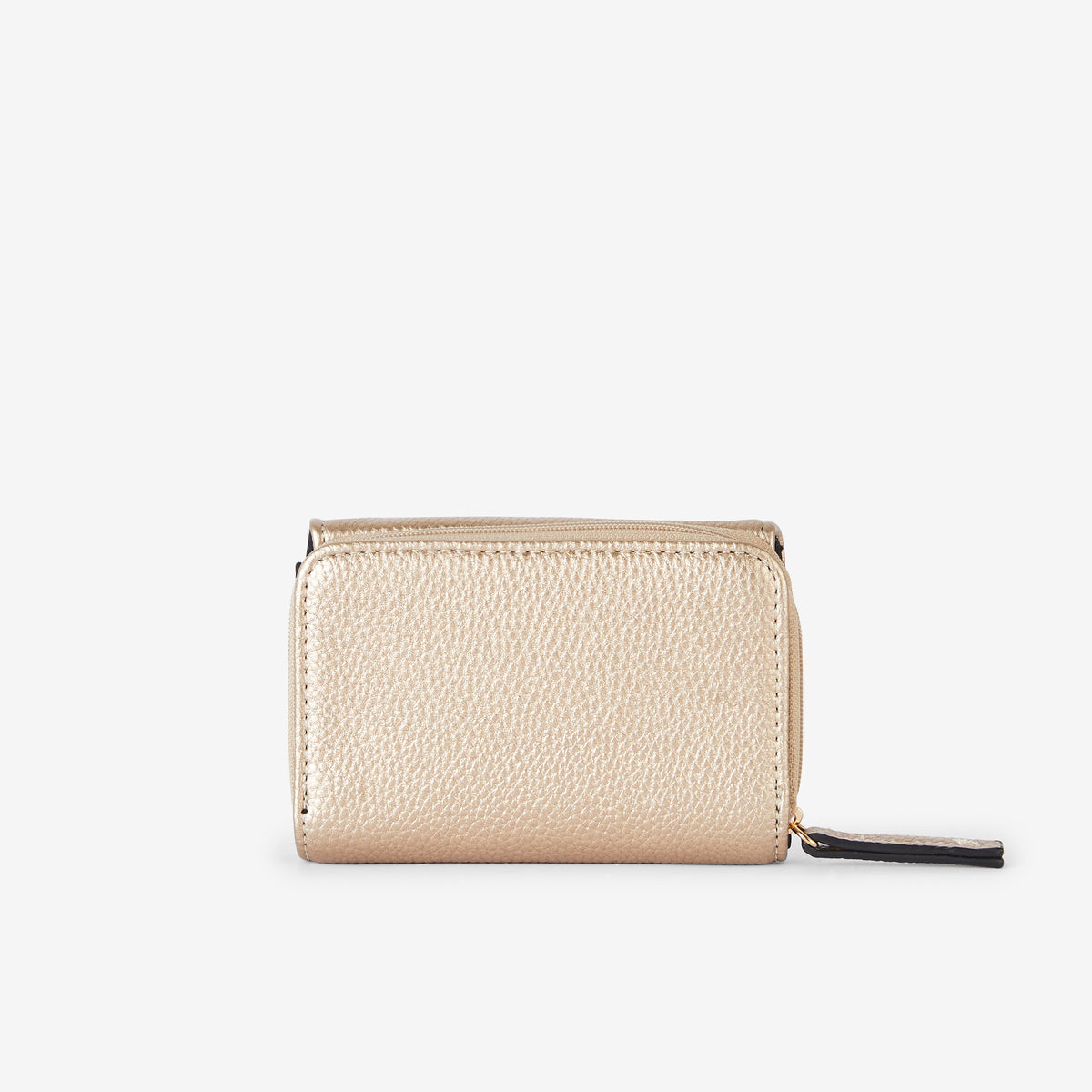 Portefeuille compagnon zippé à rabat doré