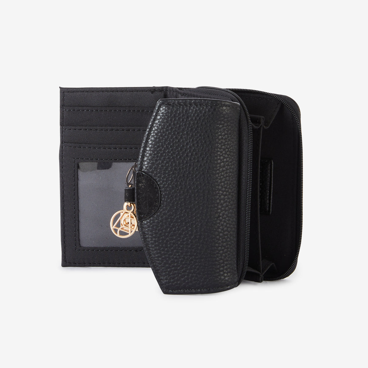 Portefeuille compagnon zippé à rabat noir