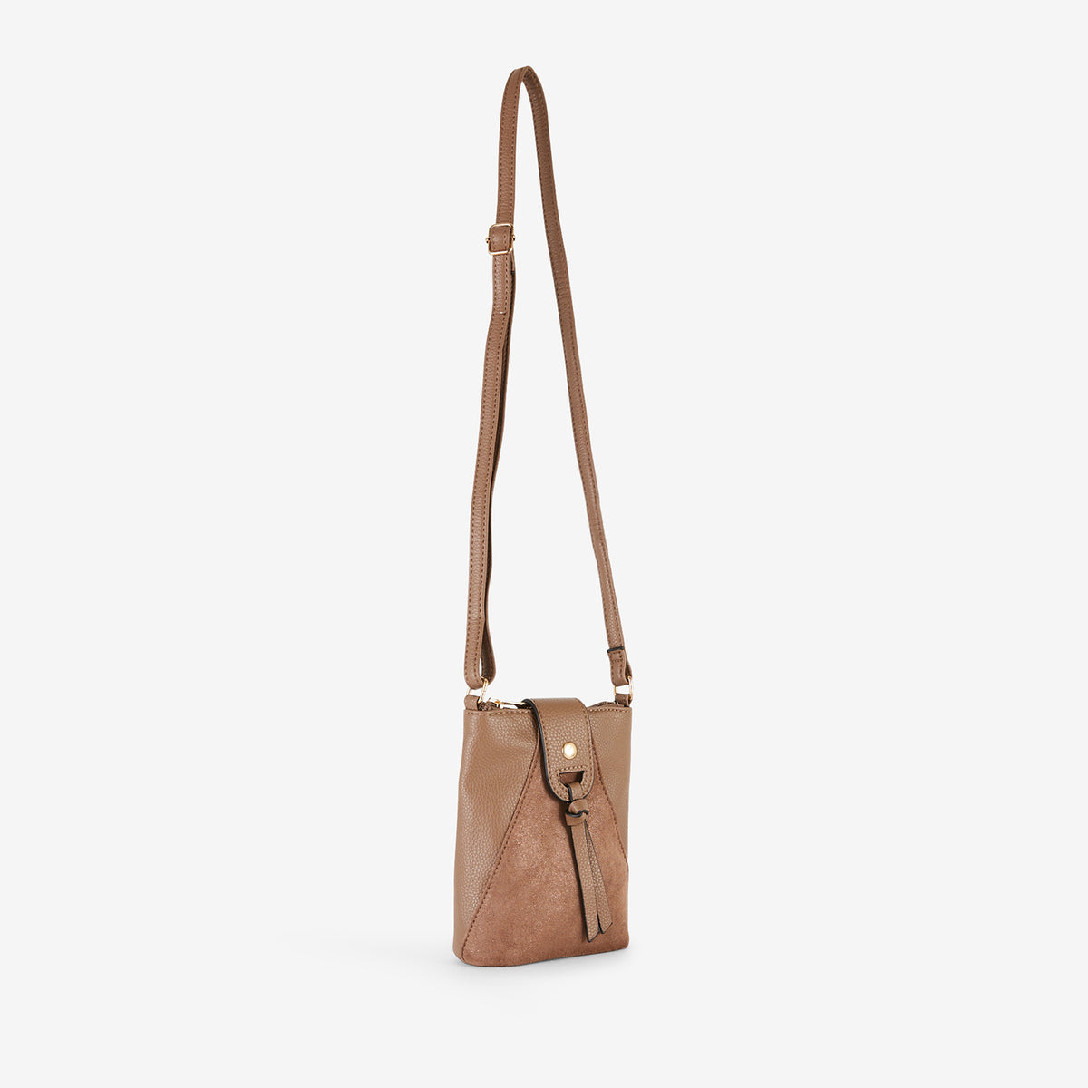 Pochette de téléphone taupe bimatière