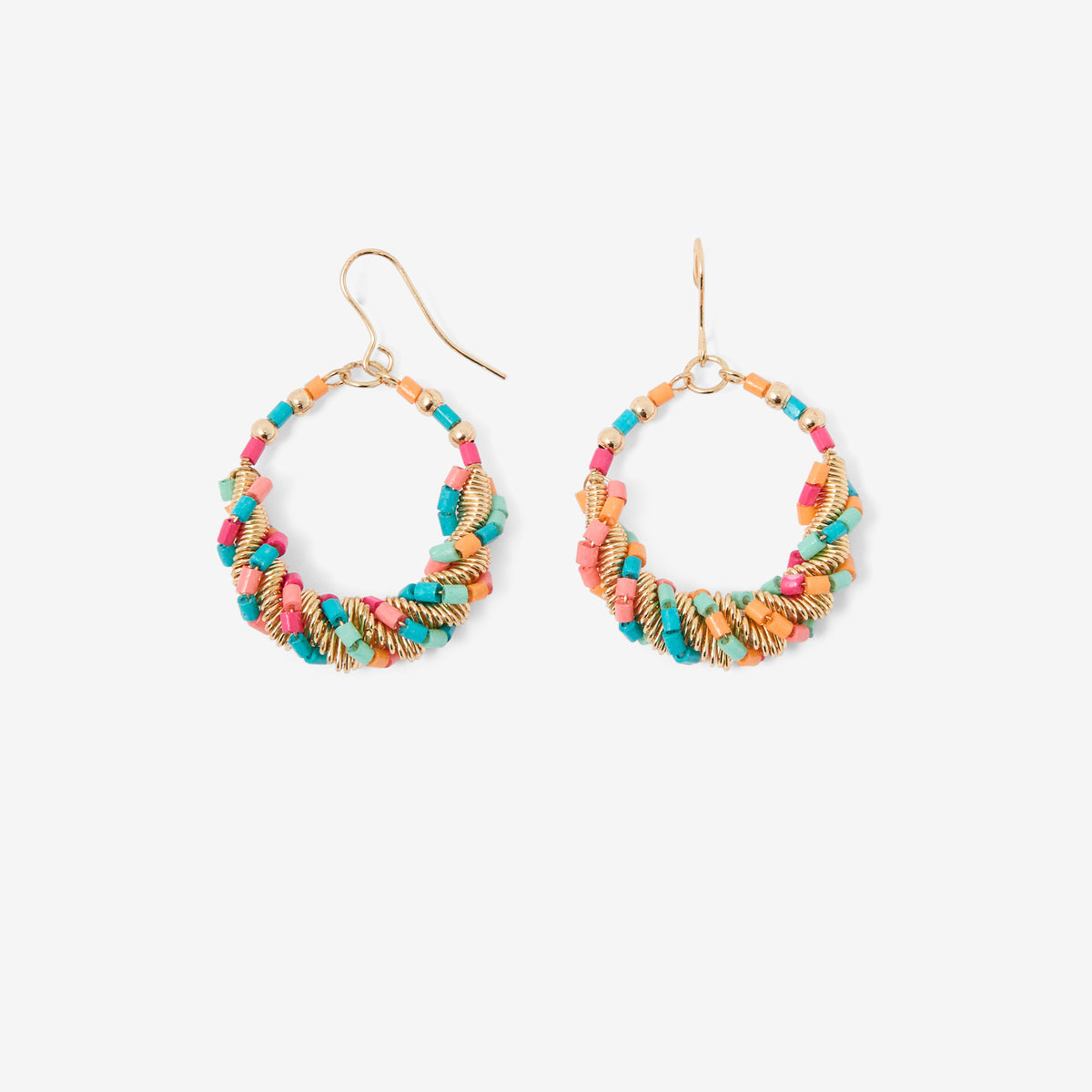 Boucles d'oreilles pendantes perles multicolores