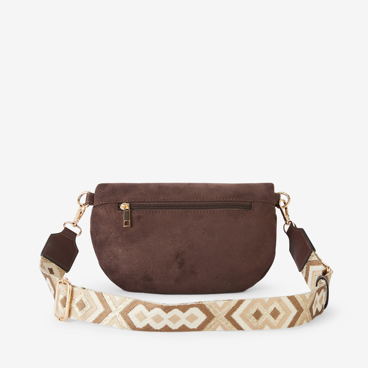 Sac banane en suédine marron
