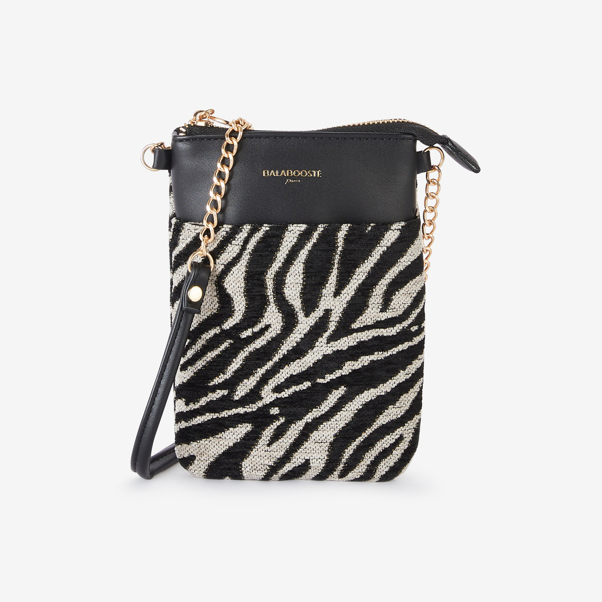 Pochette de téléphone bi matière motif zèbre
