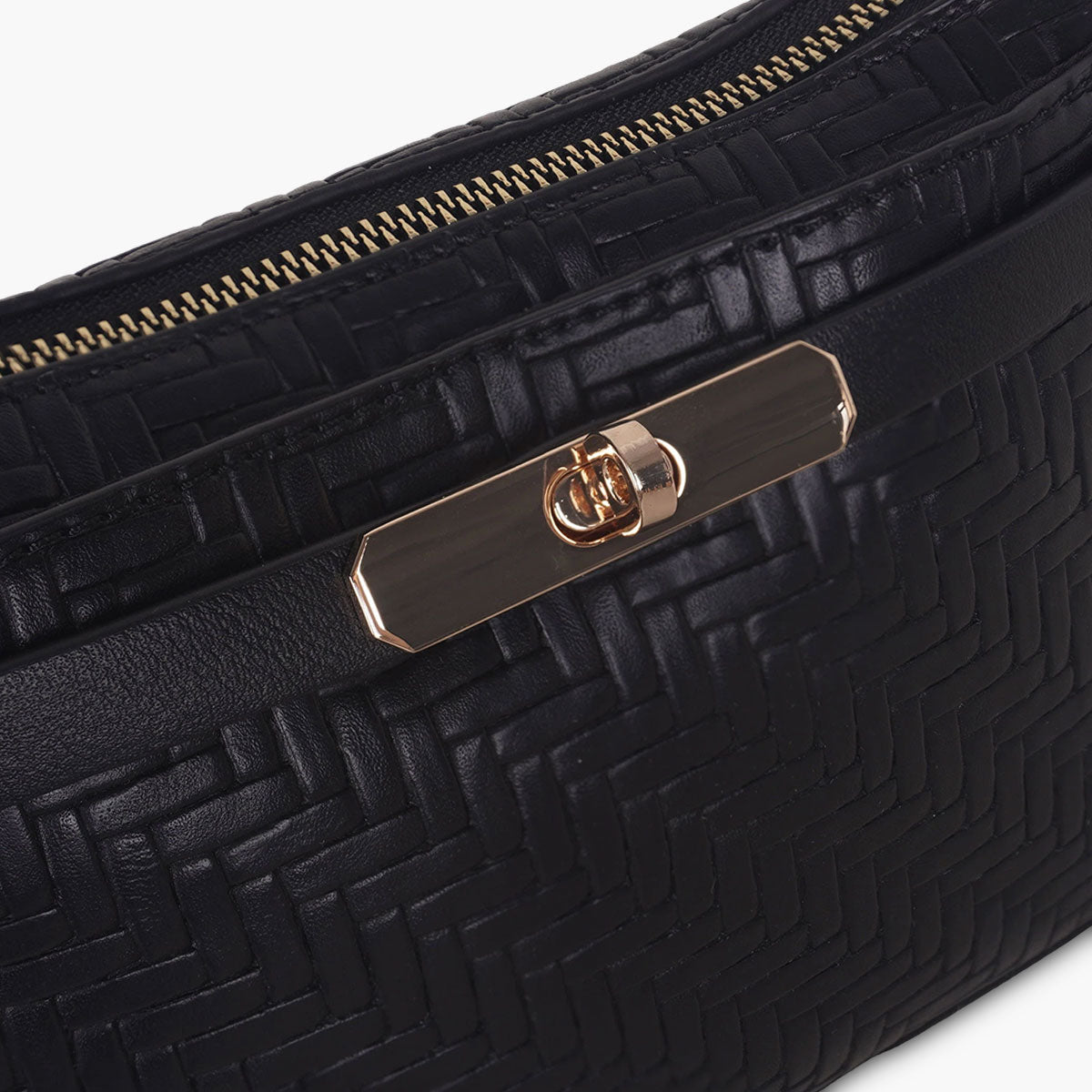 Sac à bandoulière effet tressé noir
