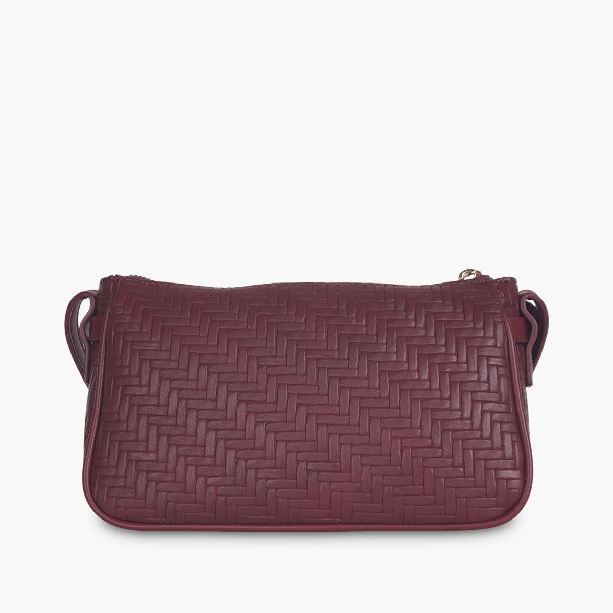 Sac à bandoulière effet tressé bordeaux