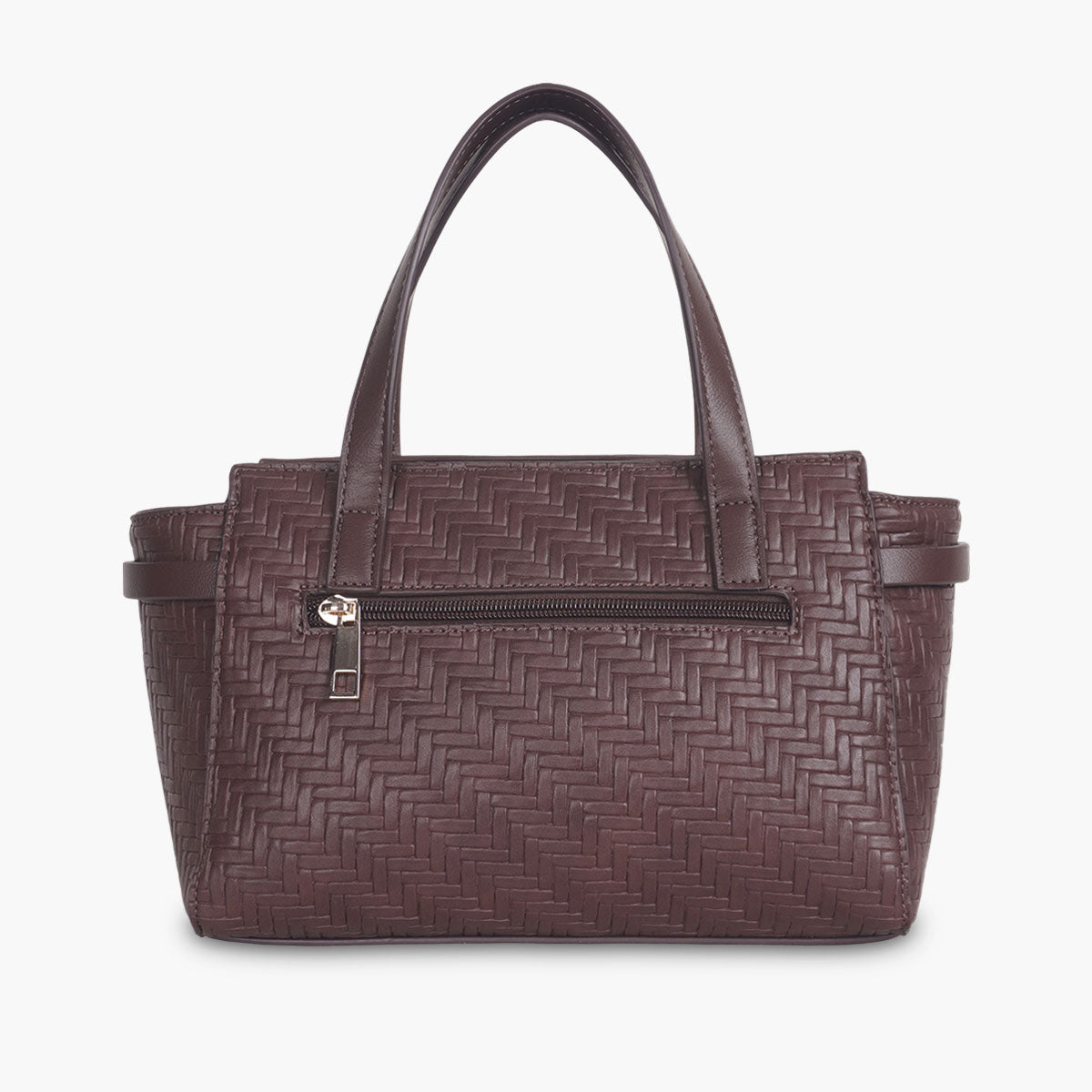 Sac à main effet tressé marron