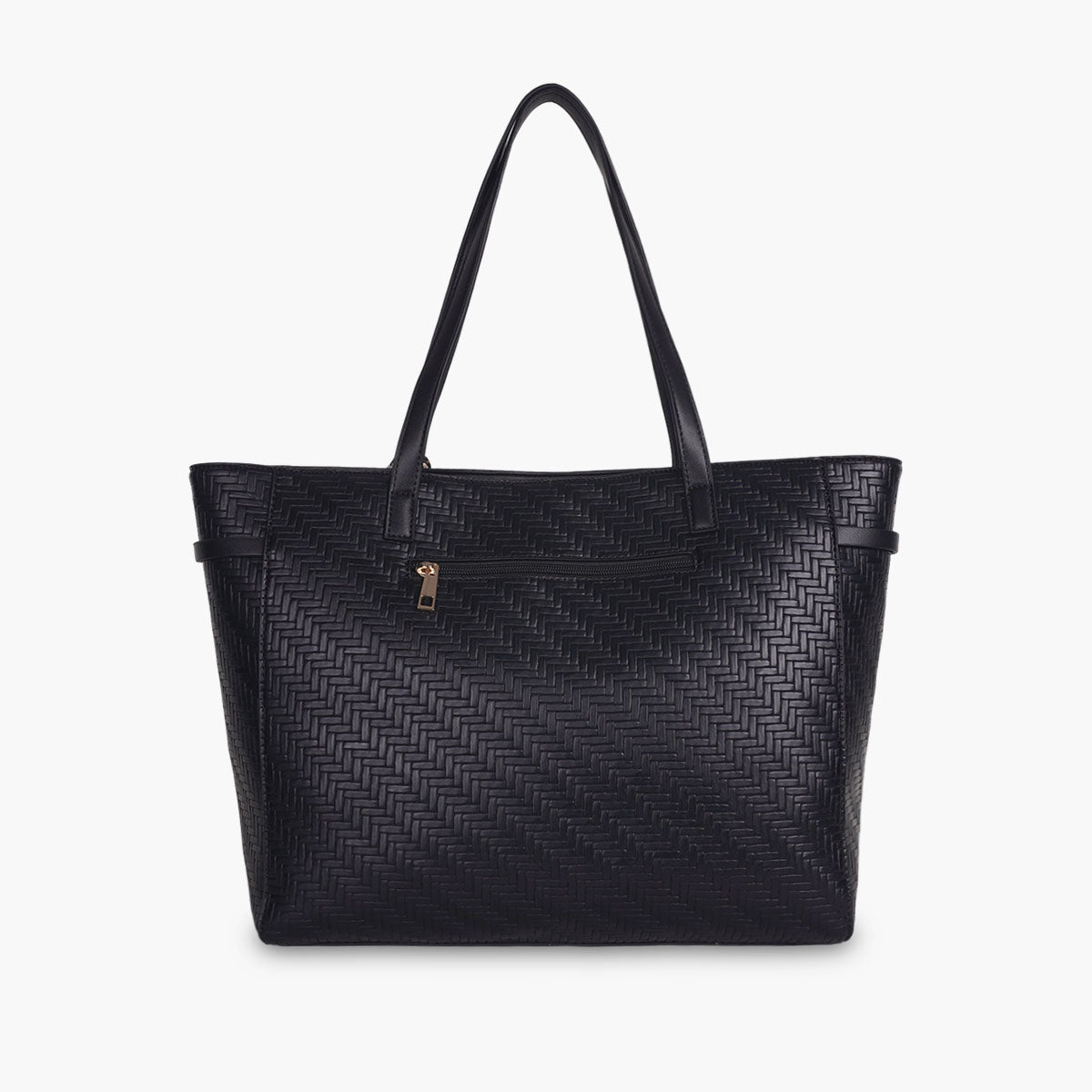 Sac cabas effet tressé noir et foulard léopard