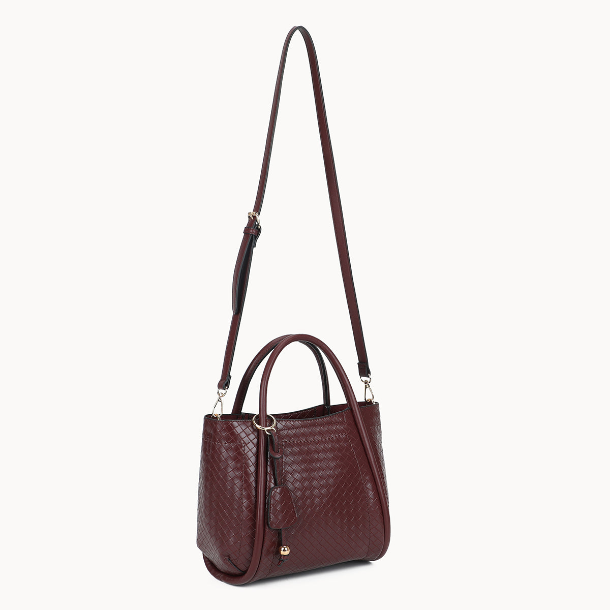 Sac à main bordeaux effet tressé