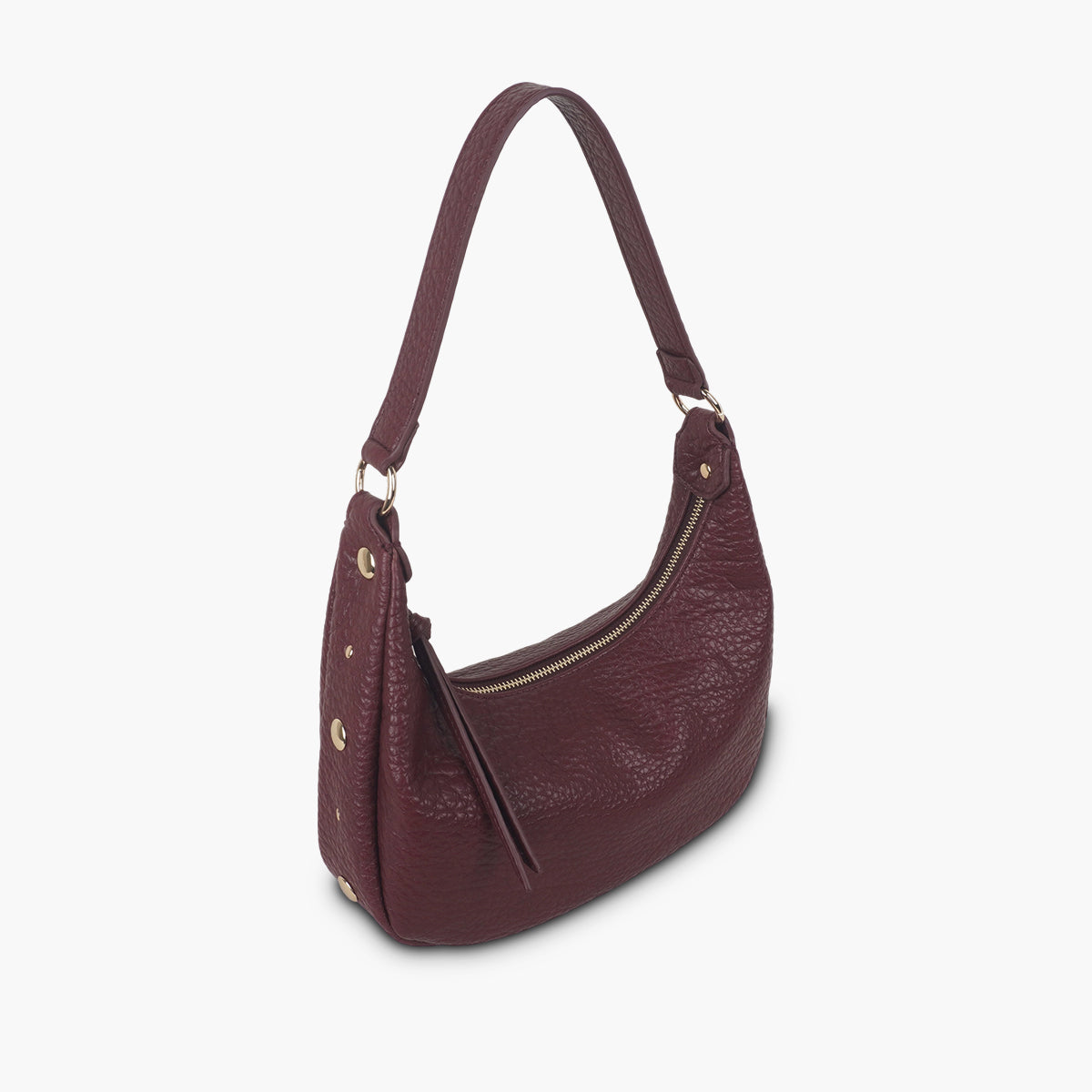 Sac porté épaule bordeaux grainé