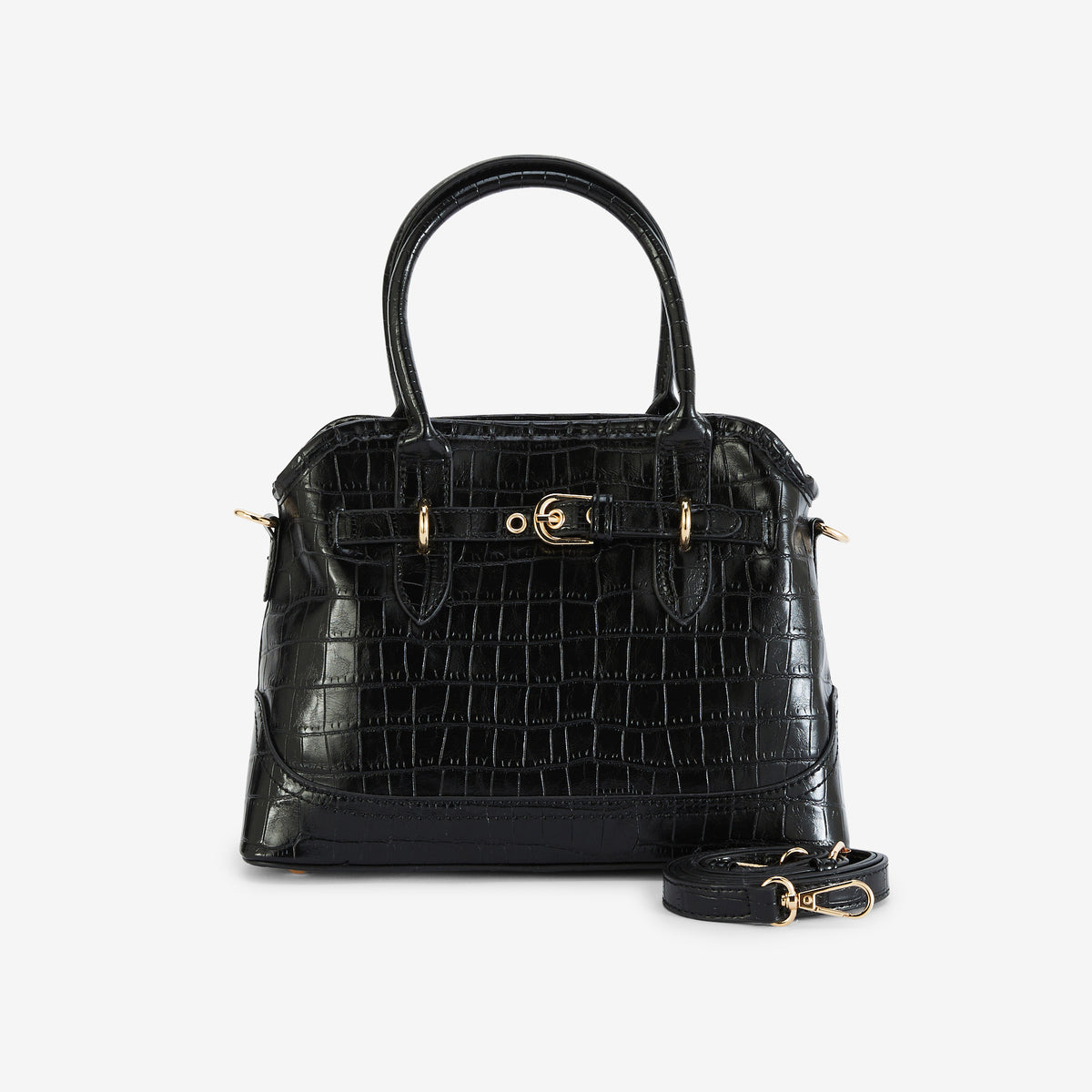 Petit sac effet croco noir