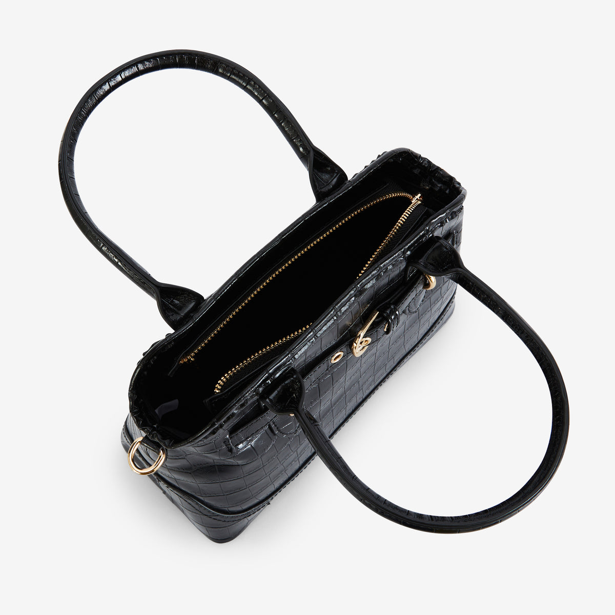 Petit sac effet croco noir