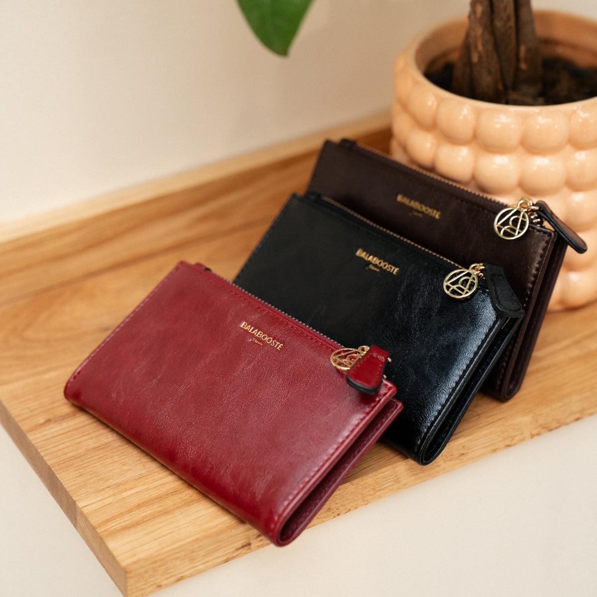 Portefeuille bordeaux vernis