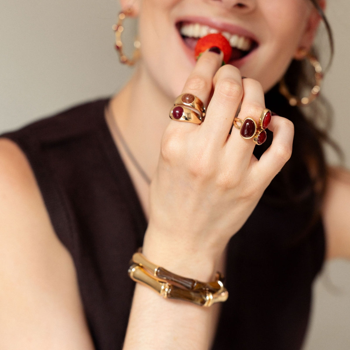 Set de 2 bracelets tubes marron et doré