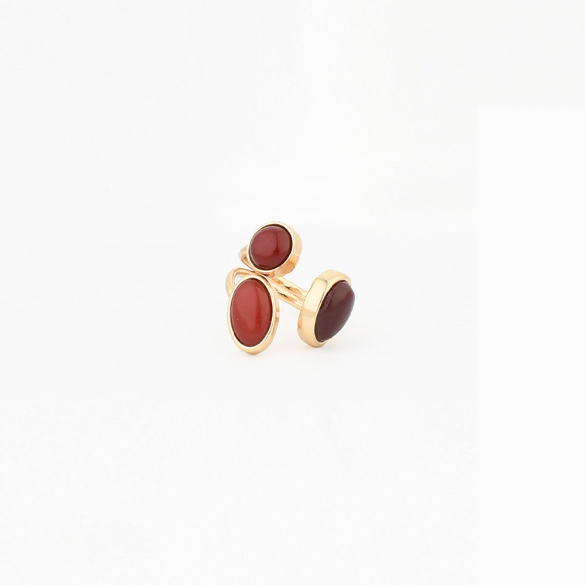 Bague 3 cabochons bordeaux