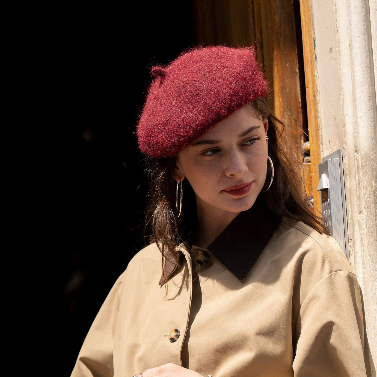Béret laine bordeaux