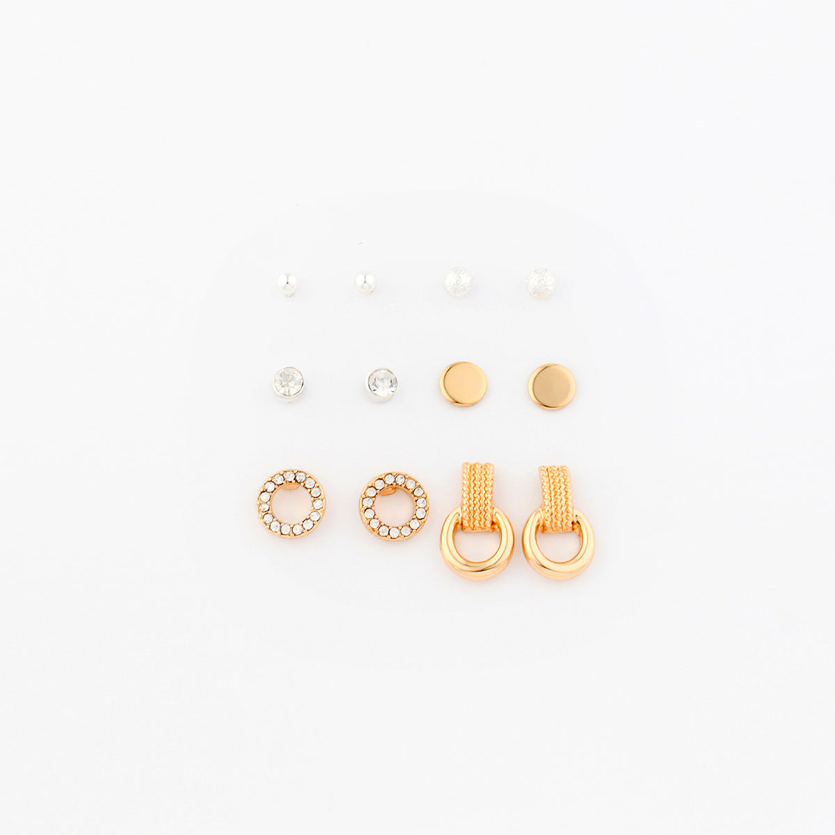 Set de 6 paires de puces d'oreilles dorées