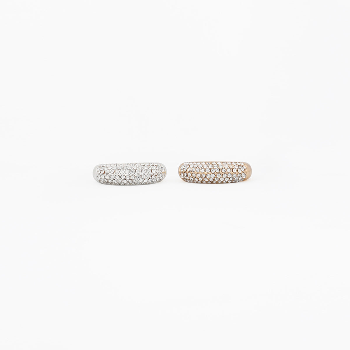 Set de 2 bagues strassées dorées et argentées