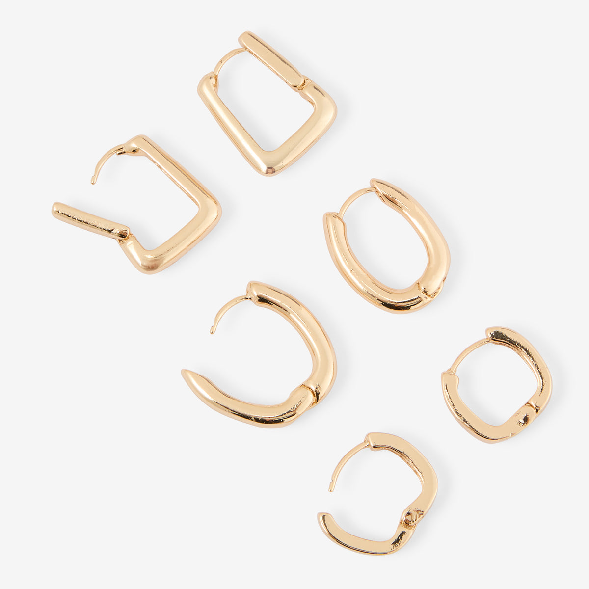 Set x3 petites créoles articulées dorées