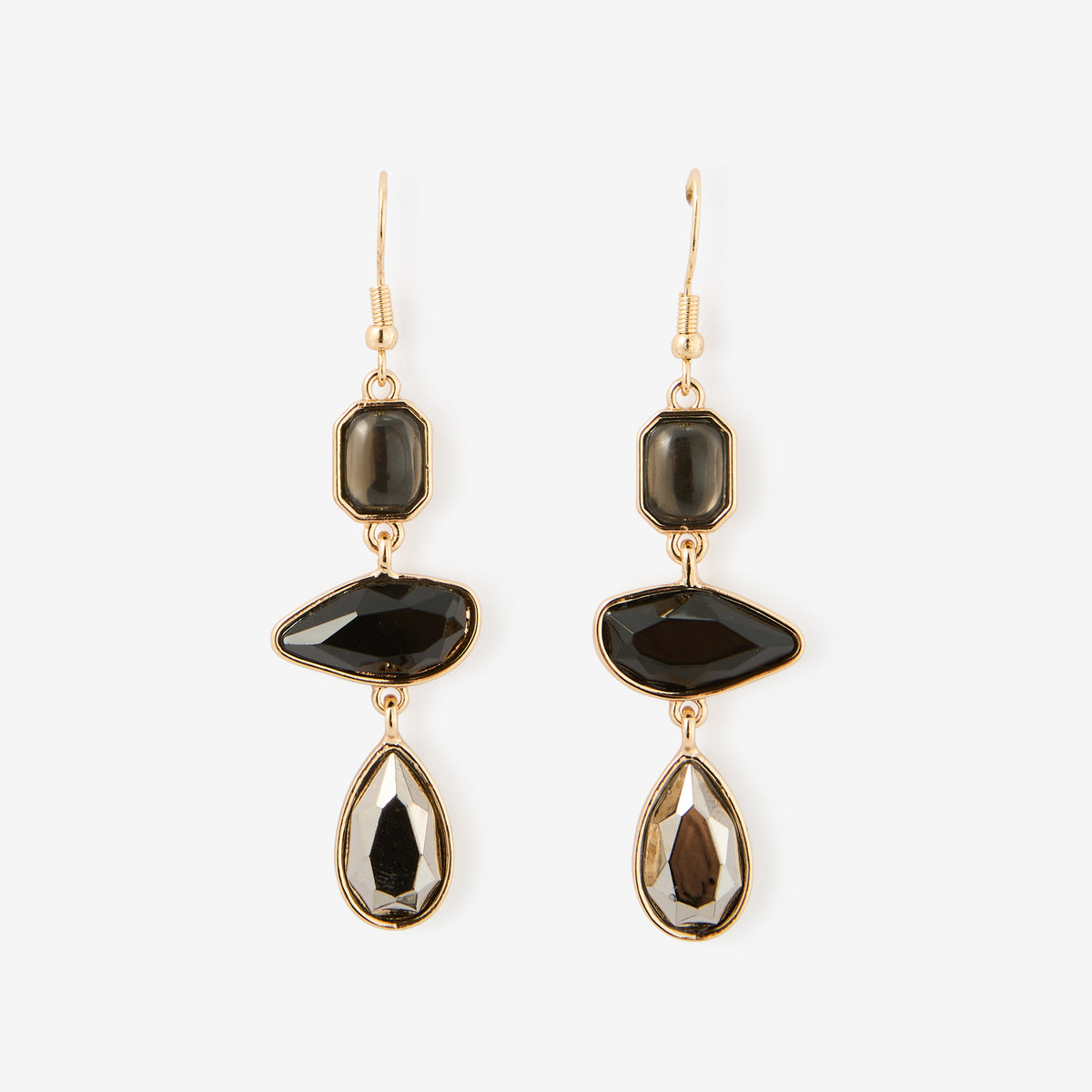 Boucles d'oreilles longues à facettes noirs