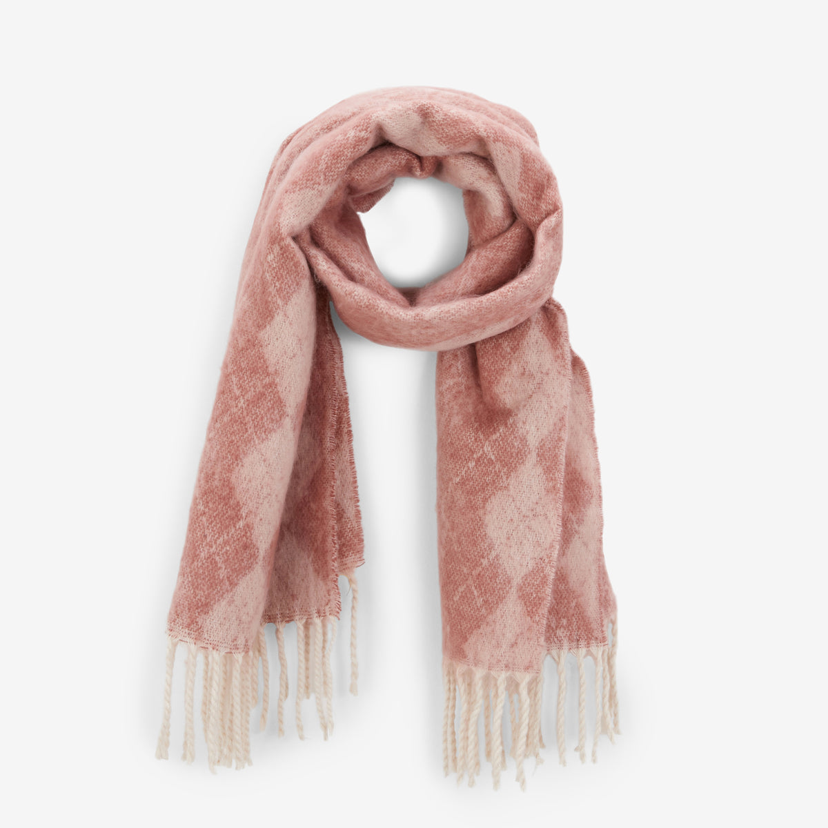 Écharpe motif losanges à franges