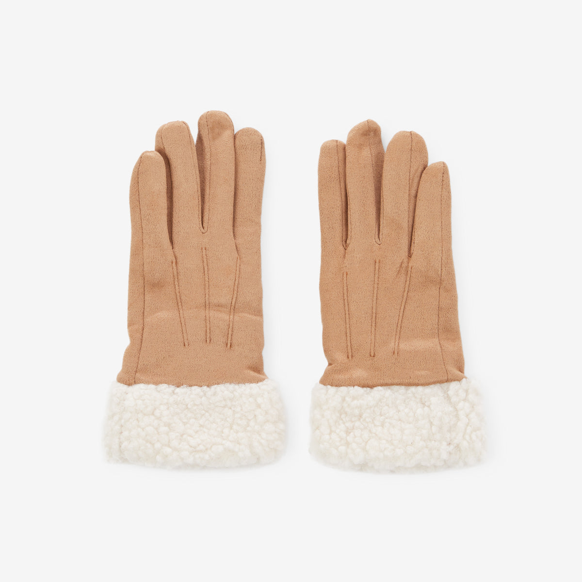 Gants camel effet suédé et mouton