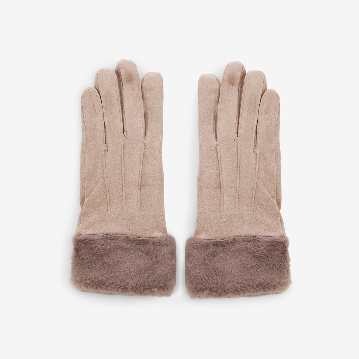 Gants bi-matière taupe et beige