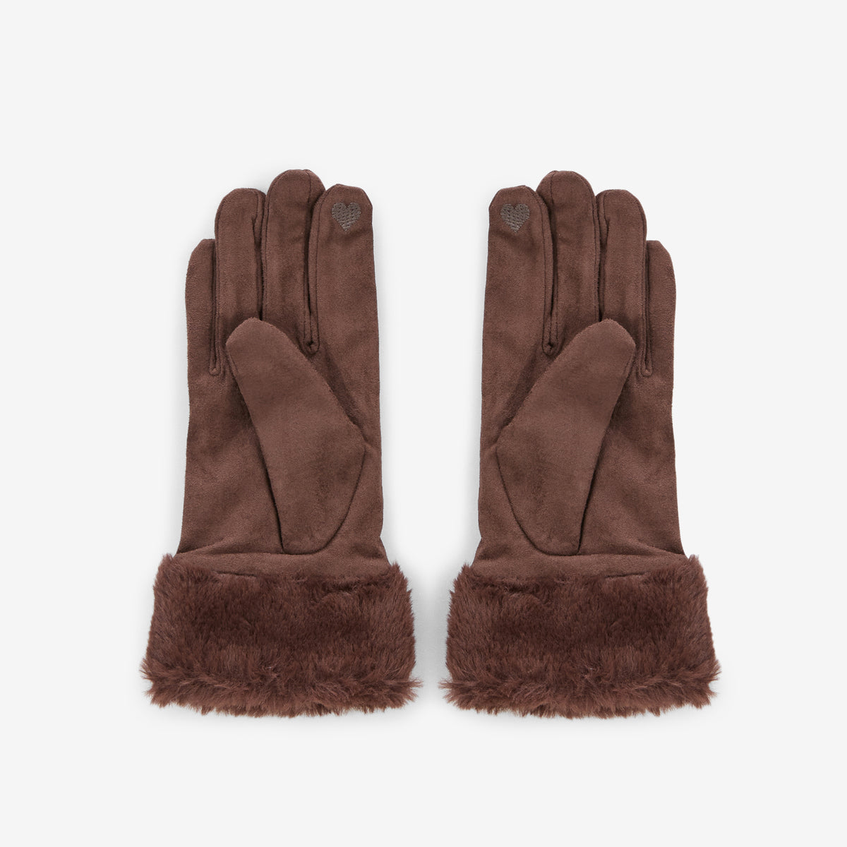 Gants bi matières marron