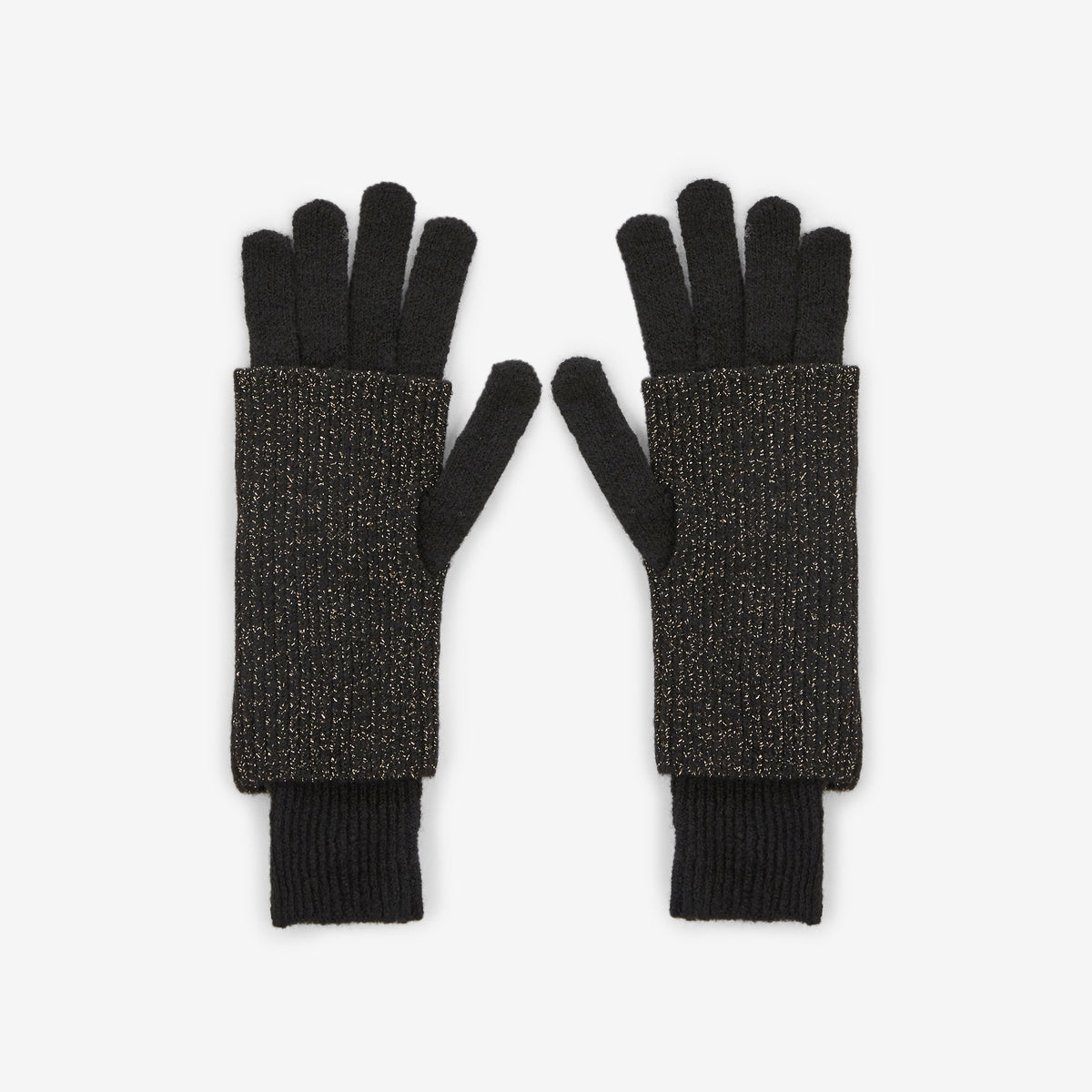 Gants noirs en maille avec mitaines